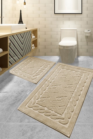 2 tapis de bain - Beige - 50 x 60 cm, 60 x 100 cm