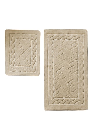 2 tapis de bain - Beige - 50 x 60 cm, 60 x 100 cm