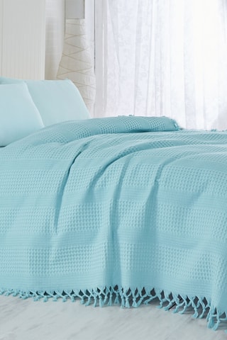 Colcha em algodão 38 fios/cm² - Turquesa