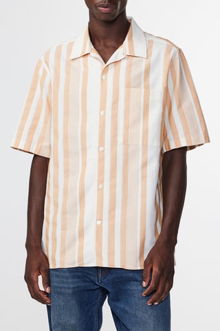 Camicia in cotone bio Julio - Marrone e bianco