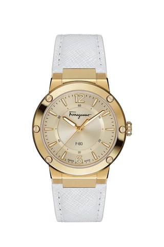 Leren Quartz Horloge - Wit en Goudkleurig