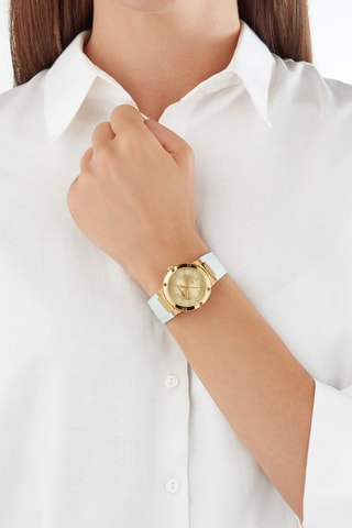 Leren Quartz Horloge - Wit en Goudkleurig