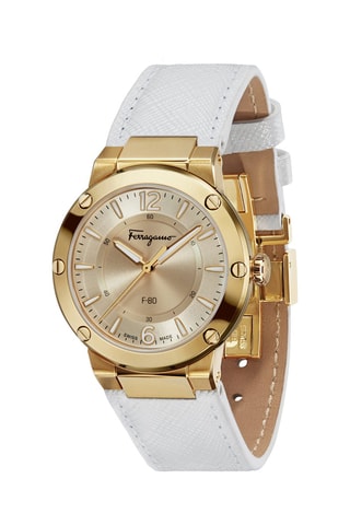 Leren Quartz Horloge - Wit en Goudkleurig