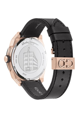 Leren Quartz Horloge - Zwart en Beige