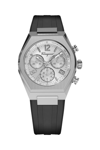 Silicone Quartz Horloge - Chronograaf - Zwart en Zilverkleurig