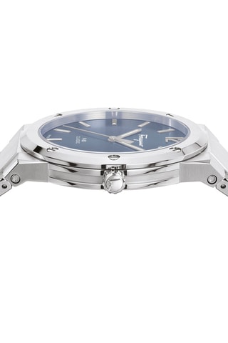 Quartz Horloge van Staal - Zilverkleurig en Marineblauw