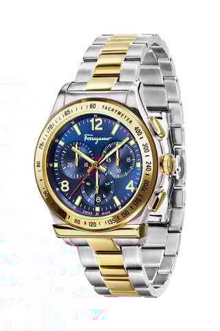 Quartz Horloge van Staal - Chronograaf en Tachymeter - Zilverkleurig en Goudkleurig