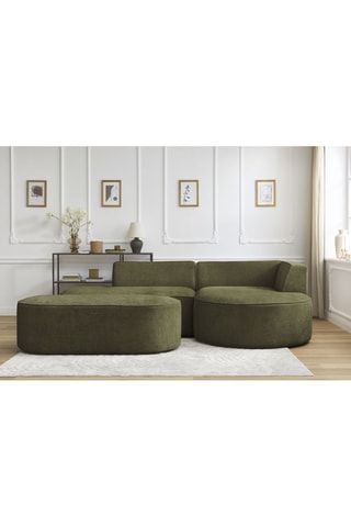 Canapé d'angle droit avec pouf Rousseau - Vert