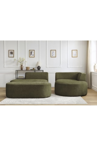 Canapé d'angle droit avec pouf Rousseau - Vert