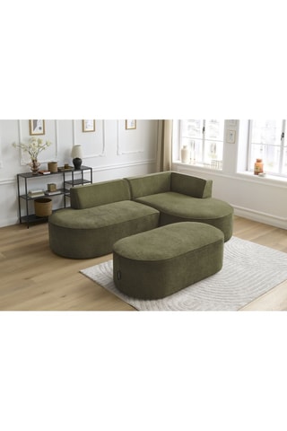 Canapé d'angle droit avec pouf Rousseau - Vert