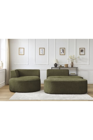 Canapé d'angle gauche avec pouf Rousseau - Vert