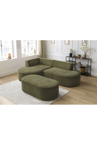 Canapé d'angle gauche avec pouf Rousseau - Vert