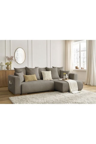 Canapé d'angle réversible convertible Sidonie - Taupe - Couchage 231 x 133 cm