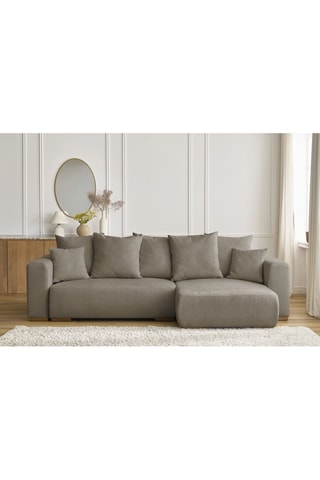 Canapé d'angle réversible convertible Sidonie - Taupe - Couchage 231 x 133 cm