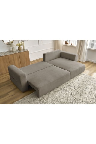 Canapé d'angle réversible convertible Sidonie - Taupe - Couchage 231 x 133 cm