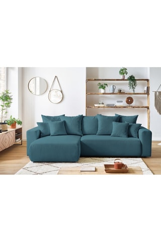 Canapé d'angle réversible convertible Envy - Bleu canard - Couchage 231 x 130 cm
