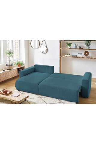Canapé d'angle réversible convertible Envy - Bleu canard - Couchage 231 x 130 cm