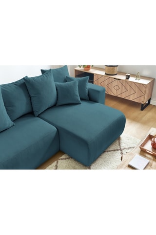 Canapé d'angle réversible convertible Envy - Bleu canard - Couchage 231 x 130 cm