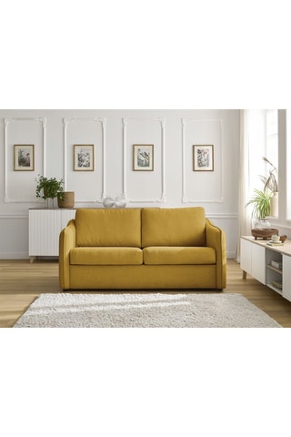 Canapé droit convertible Lenny - Jaune - 3 places - En polyester et nylon