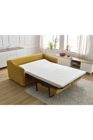 Canapé droit convertible Lenny - Jaune - 3 places - En polyester et nylon