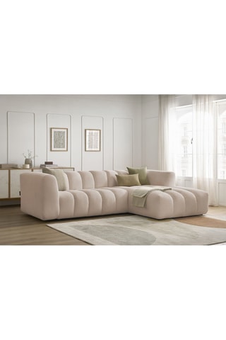 Canapé d’angle droit Talia - Beige - 3 places - En tissu chiné