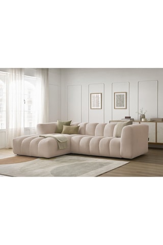 Canapé d’angle gauche Talia - Beige - 3 places - En tissu chiné