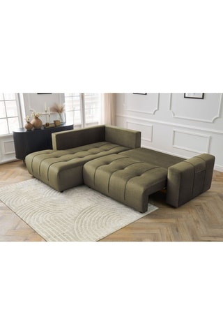 Canapé d'angle gauche convertible Arsene - Vert - Couchage 135 x 204 cm