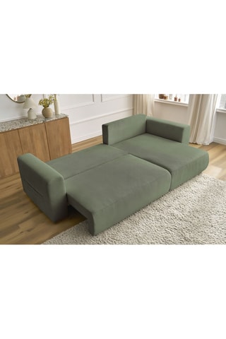 Canapé d'angle réversible convertible Sidonie - Vert - Couchage 231 x 133 cm