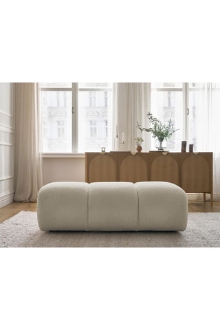 Pouf Pamira - Beige - En tissu bouclette