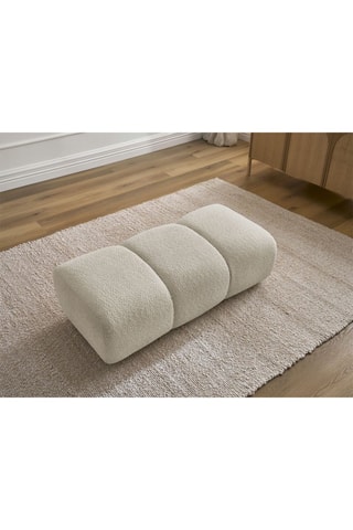 Pouf Pamira - Beige - En tissu bouclette