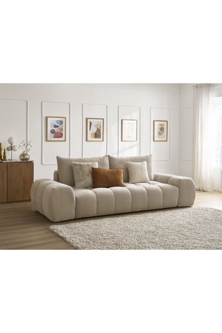 Canapé convertible Everest - Beige - 3 places - En tissu velours texturé