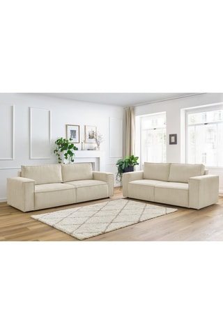 Canapé Nihad - Beige - 3 et 2 places - En tissu velours