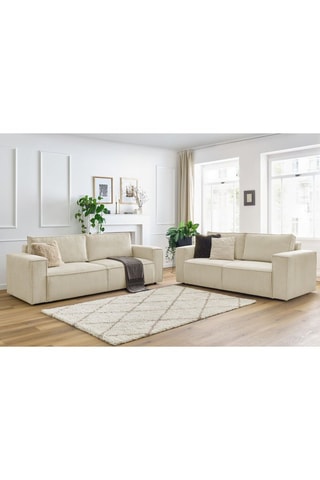 Canapé Nihad - Beige - 3 et 2 places - En tissu velours