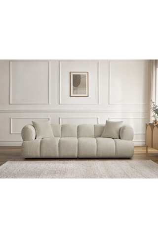 Canapé Pamira - Beige - 3 places - En tissu bouclette