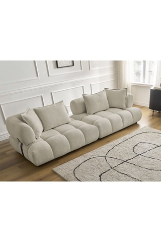 Canapé Alya - Beige - 4 places - En tissu bouclette