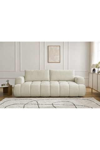 Canapé droit convertible Fuji - Beige - 3 places - Tissu lisse - Couchage 154 x 192 cm