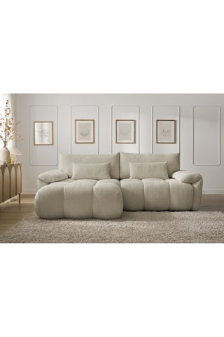 Canapé d'angle gauche Ivane - Beige - 3 places - En tissu texturé