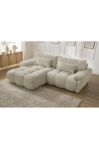 Canapé d'angle gauche Ivane - Beige - 3 places - En tissu texturé