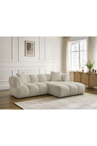 Canapé d’angle droit Pamira - Beige - 4 places - En tissu bouclette