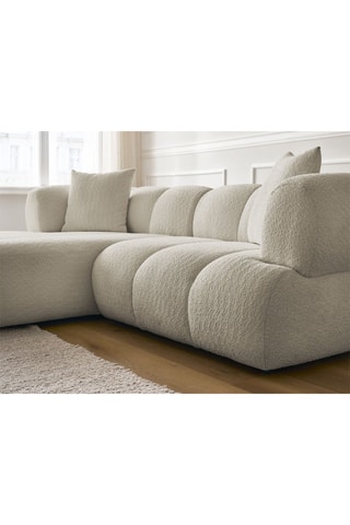 Canapé d’angle gauche Pamira - Beige - 4 places - En tissu bouclette