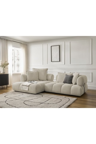 Canapé d’angle gauche Alya - Beige - 4 places - En tissu bouclette