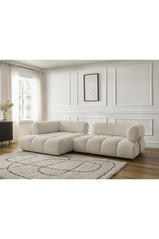 Canapé d’angle gauche Alya - Beige - 4 places - En tissu bouclette