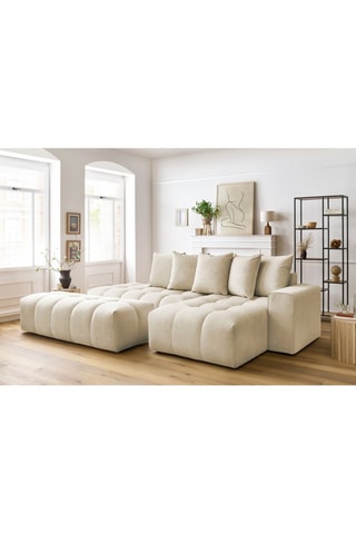 Canapé d'angle droit et pouf Mont-Blanc - 
Beige