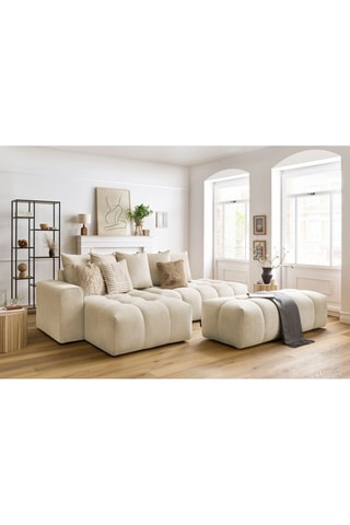 Canapé d'angle gauche et pouf Mont-Blanc - 
Beige