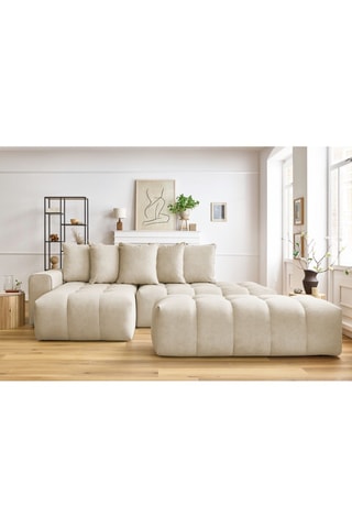 Canapé d'angle gauche et pouf Mont-Blanc - 
Beige