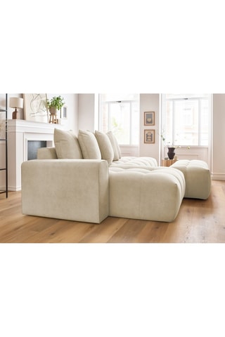 Canapé d'angle gauche et pouf Mont-Blanc - 
Beige