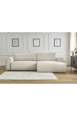 Canapé d'angle droit convertible Lucien - Beige - Couchage 250 x 150 cm