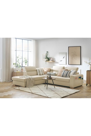 Canapé d'angle gauche convertible Armand - Beige - Couchage 198 x 127 cm