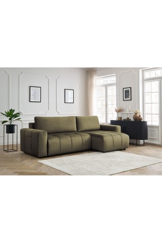 Canapé d'angle réversible convertible  Arsene - Vert - Couchage 135 x 232 cm