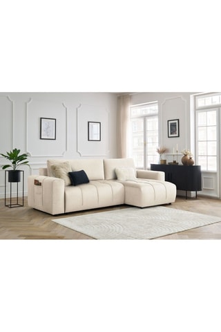 Canapé d'angle réversible convertible  Arsene - Beige - Couchage 135 x 232 cm